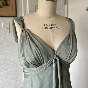 Vintage Carmen Marc Valvo Collection green fairycore formal midi dress Size 16